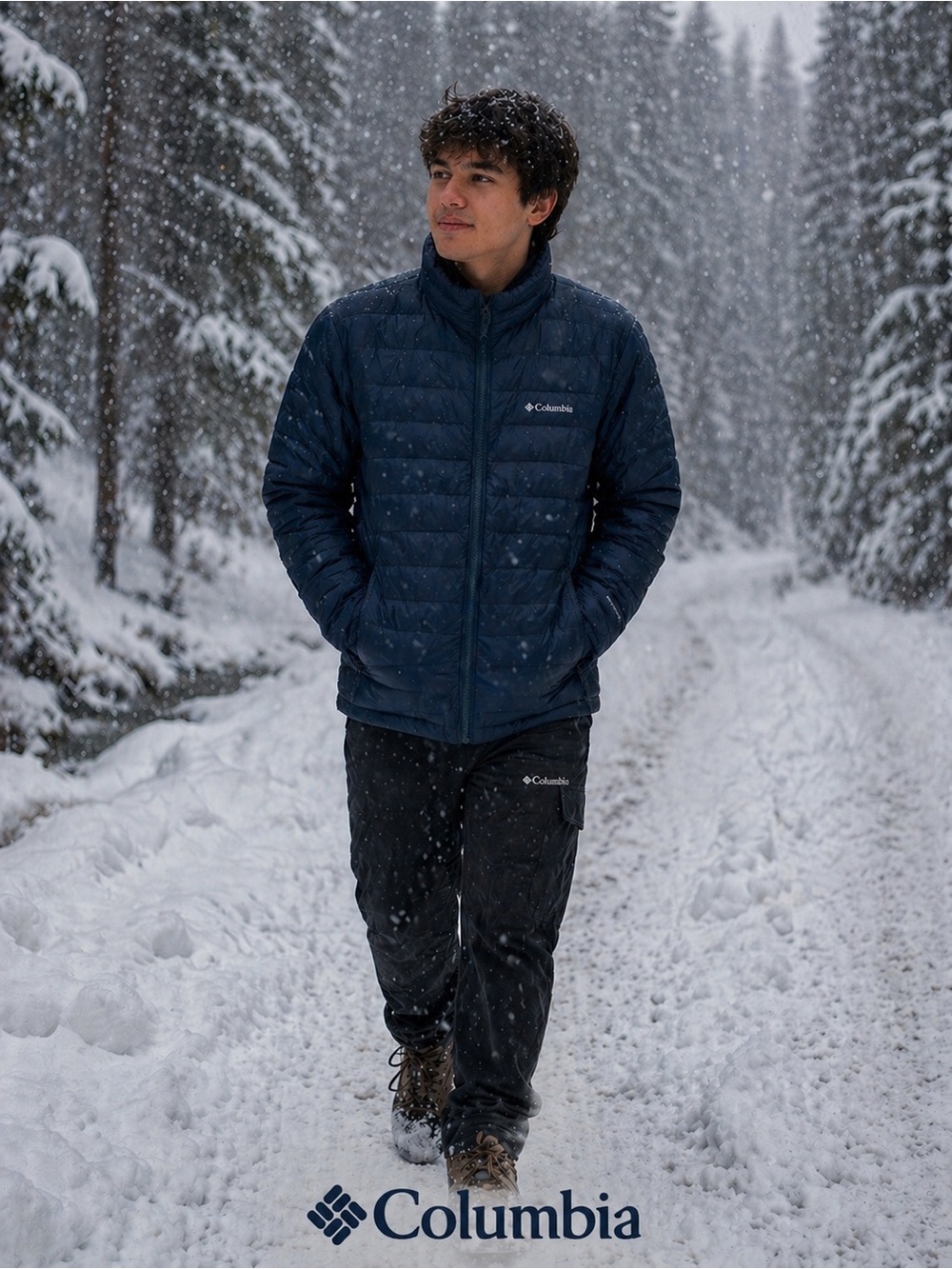 Columbia Men's Dark Blue Quilted Packable Puffer Jacket